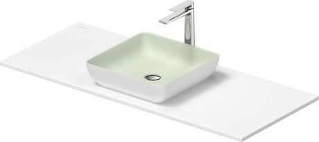 Washbasin with console, 268009FG00 Interior colour Pale Green Matt/Exterior colour White Satin Matt, Square, Number of basins: 1, Number of washing areas: 1