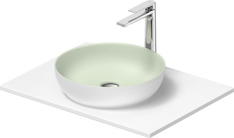 Washbasin with console, 268012FG00 Interior colour Pale Green Matt/Exterior colour White Satin Matt, Round, Number of basins: 1, Number of washing areas: 1
