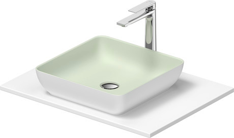 Washbasin with console, 268017FG00 Interior colour Pale Green Matt/Exterior colour White Satin Matt, Square, Number of basins: 1, Number of washing areas: 1