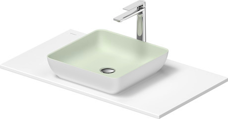 Washbasin with console, 268018FG00 Interior colour Pale Green Matt/Exterior colour White Satin Matt, Square, Number of basins: 1, Number of washing areas: 1