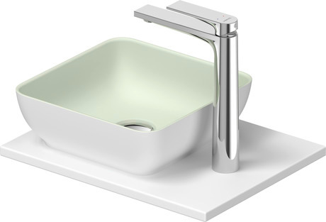 Washbasin with console, 268023FG00 Interior colour White Satin Matt/Exterior colour Pale Green Matt, Square, Number of basins: 1, Number of washing areas: 1