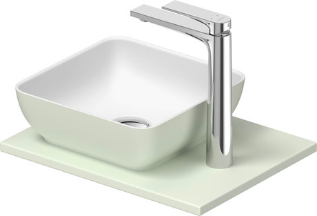 Washbasin with console, 268023FH00 Interior colour White Satin Matt/Exterior colour Pale Green Matt, Square, Number of basins: 1, Number of washing areas: 1
