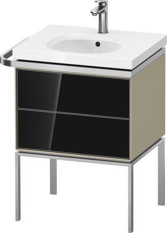 Vanity unit floorstanding, AU4570068H30000 Front: Black, Glass, Corpus: taupe High Gloss, Lacquer