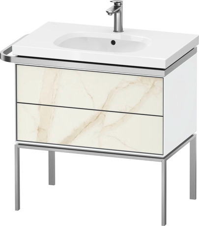 Vanity unit floorstanding, AU4572066850000 Front: Marbel structure Matt, Marbel Structure, Corpus: White High Gloss, Lacquer