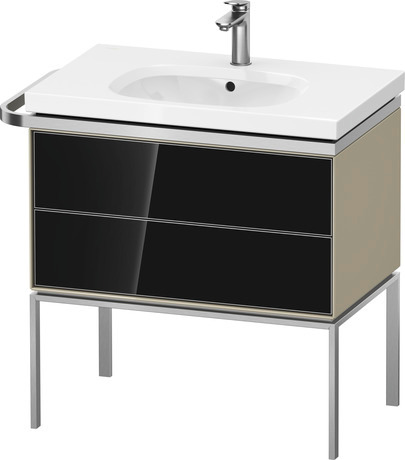 Vanity unit floorstanding, AU4572068H30000 Front: Black, Glass, Corpus: taupe High Gloss, Lacquer