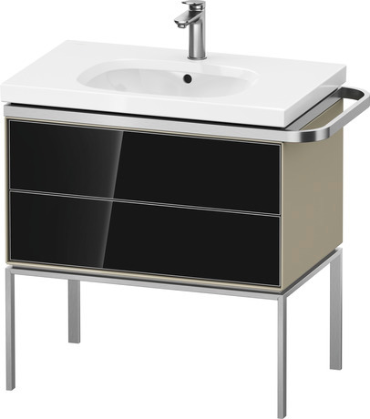 Vanity unit floorstanding, AU4573068H30000 Front: Black, Glass, Corpus: taupe High Gloss, Lacquer