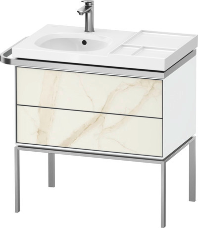 Vanity unit floorstanding, AU4574066850000 Front: Marbel structure Matt, Marbel Structure, Corpus: White High Gloss, Lacquer