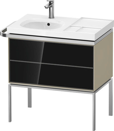 Vanity unit floorstanding, AU4574068H30000 Front: Black, Glass, Corpus: taupe High Gloss, Lacquer