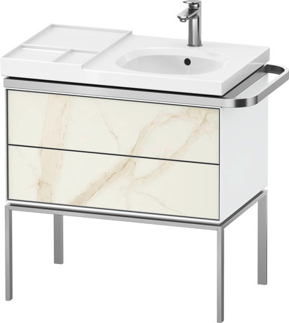 Vanity unit floorstanding, AU4575066850000 Front: Marbel structure Matt, Marbel Structure, Corpus: White High Gloss, Lacquer
