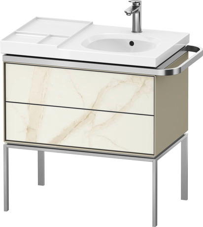 Vanity unit floorstanding, AU4575066H30000 Front: Marbel structure Matt, Marbel Structure, Corpus: taupe High Gloss, Lacquer