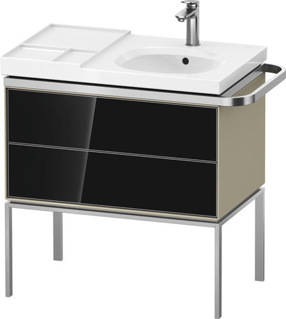 Vanity unit floorstanding, AU4575068H30000 Front: Black, Glass, Corpus: taupe High Gloss, Lacquer