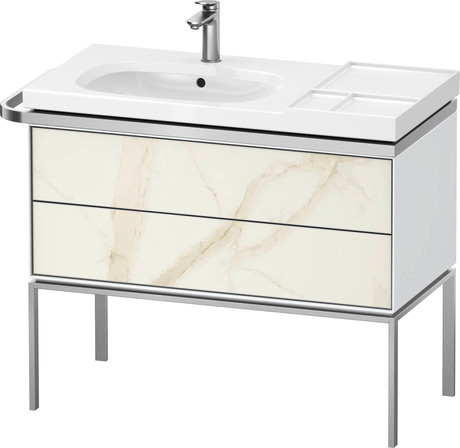 Vanity unit floorstanding, AU4576066850000 Front: Marbel structure Matt, Marbel Structure, Corpus: White High Gloss, Lacquer