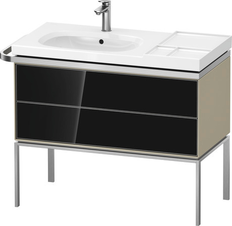 Vanity unit floorstanding, AU4576068H30000 Front: Black, Glass, Corpus: taupe High Gloss, Lacquer