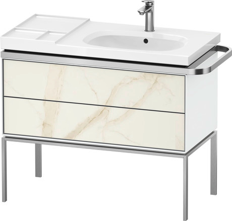 Vanity unit floorstanding, AU4577066850000 Front: Marbel structure Matt, Marbel Structure, Corpus: White High Gloss, Lacquer