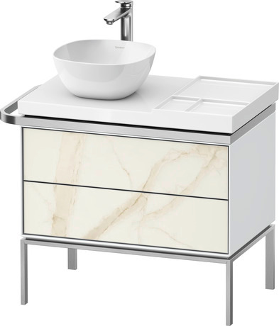Vanity unit floorstanding, AU4578066850000 Front: Marbel structure Matt, Marbel Structure, Corpus: White High Gloss, Lacquer