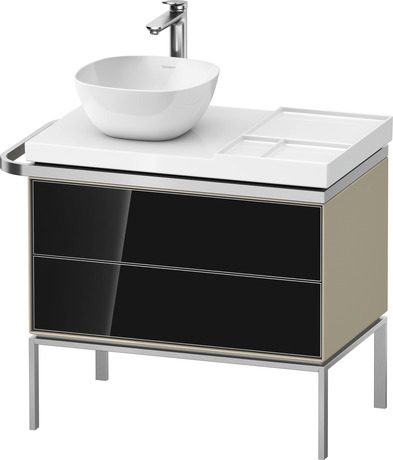Vanity unit floorstanding, AU4578068H30000 Front: Black, Glass, Corpus: taupe High Gloss, Lacquer