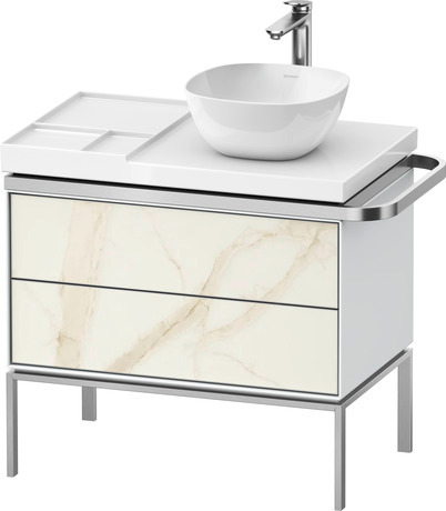 Vanity unit floorstanding, AU4579066850000 Front: Marbel structure Matt, Marbel Structure, Corpus: White High Gloss, Lacquer