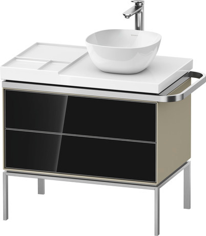 Vanity unit floorstanding, AU4579068H30000 Front: Black, Glass, Corpus: taupe High Gloss, Lacquer