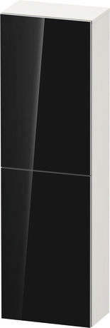 Semi-tall cabinet, AU1343L68840000 Hinge position: Left, Front: Black, Glass, Corpus: White Super Matt, Decor