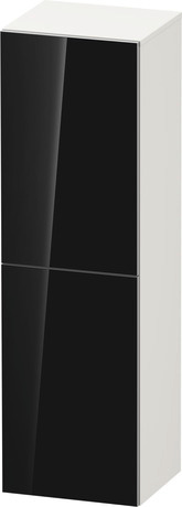 Semi-tall cabinet, AU1344L68840000 Hinge position: Left, Front: Black, Glass, Corpus: White Super Matt, Decor