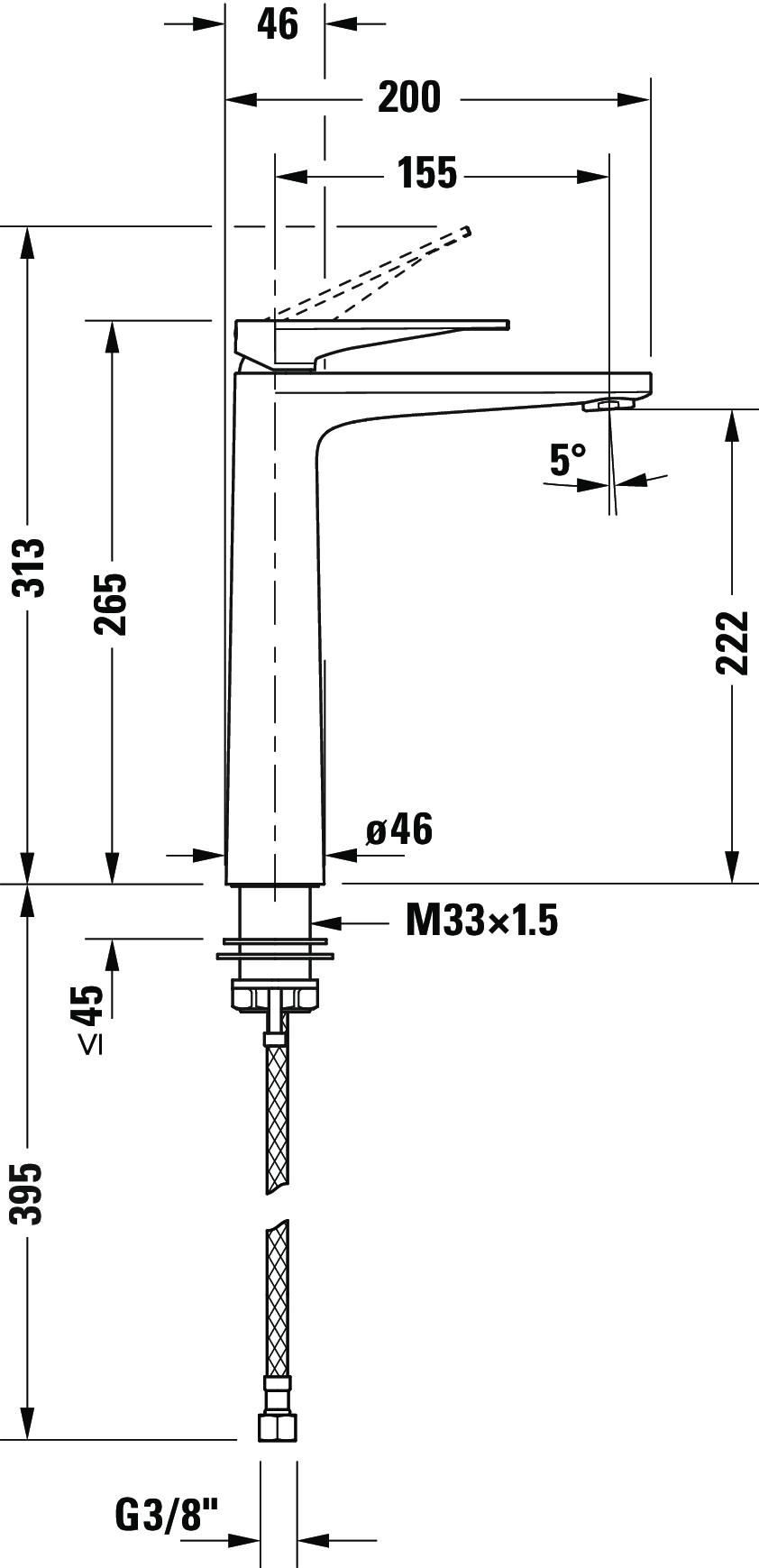 Mezclador monomando para lavabo XL, TU1040002