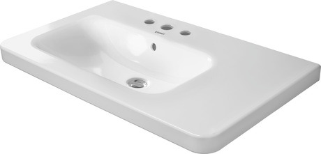 Wall Mounted Sink, 2325800030 White High Gloss, Rectangular, Number of basins: 1 Left, Number of faucet holes: 3 Middle, Overflow: Yes, Soap dispenser position: Left, cUPC listed: No