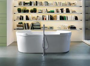 DURAVIT - Baignoire ilot en acrylique design pour salle de bain, avec vidage  et trop-plein, 2 parois, 2 places - 170x80x69cm - Noir / Blanc - DURABERK