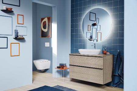 Mueble para baño con lavabo incluido de 118,4 cm realizado en el color  blanco mate D Neo Duravit