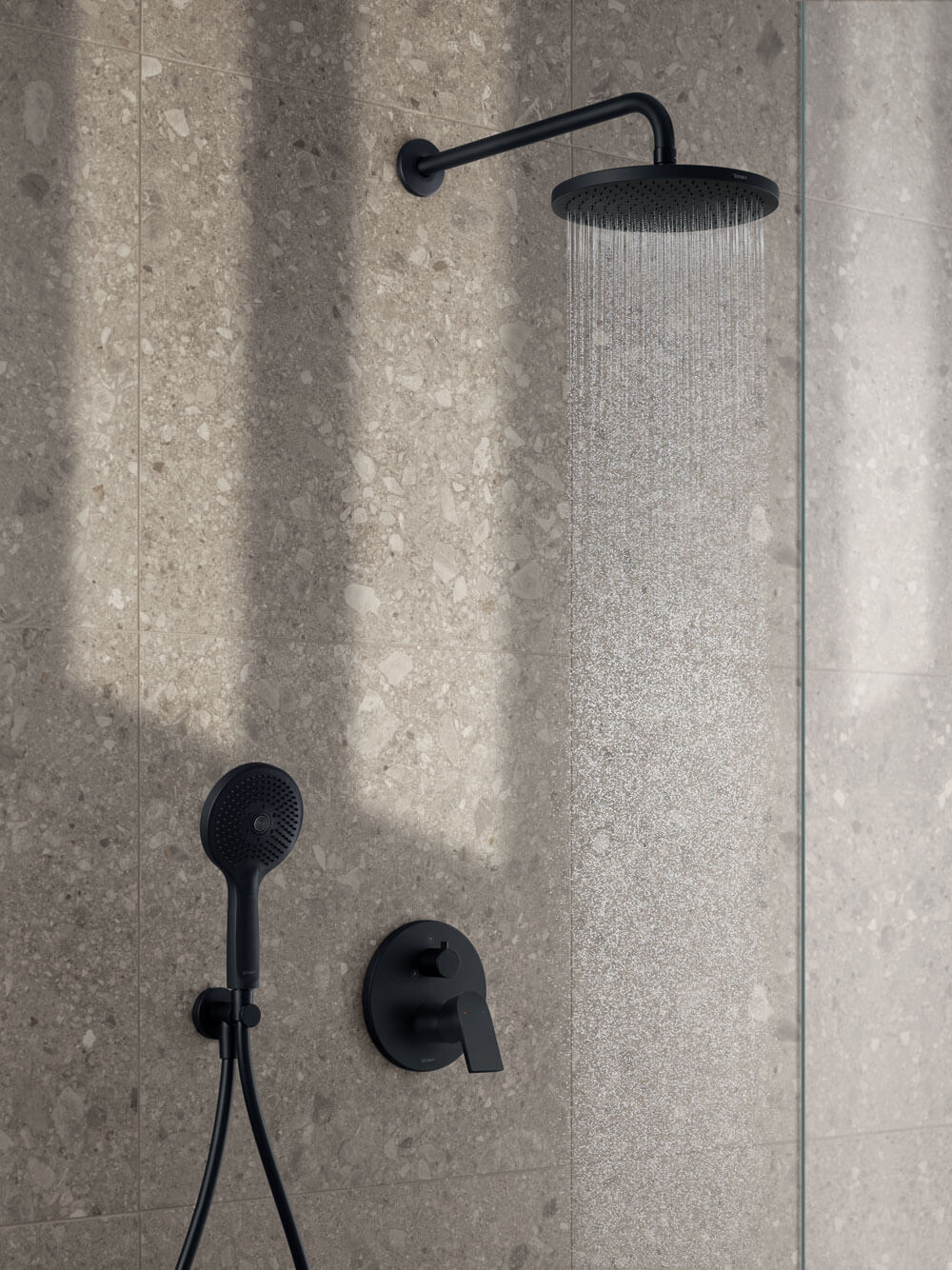 Shower System with shower head in matte black