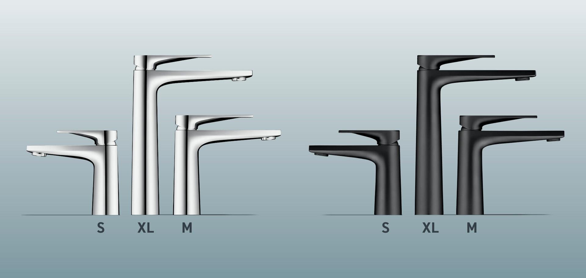 Various sizes and colors of Tulum faucets
