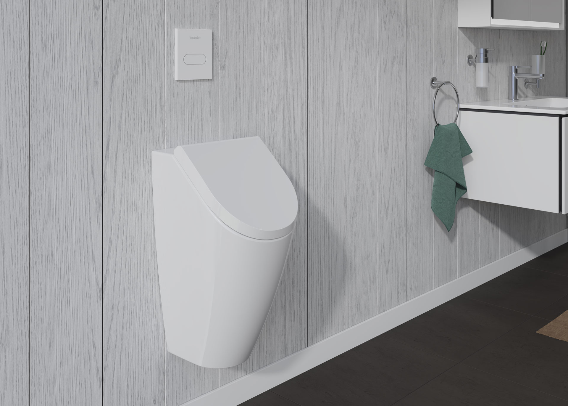 Me by Starck urinal with cover sloped

