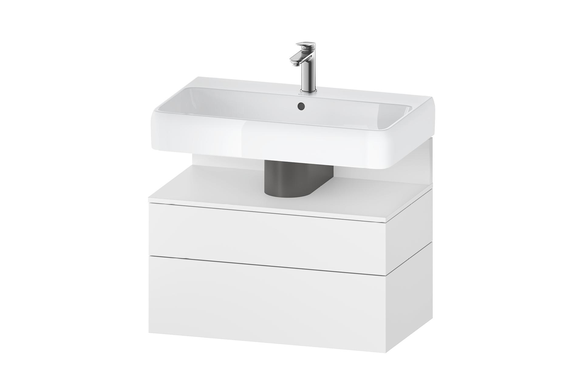 Vanity unit with two drawers in combination with a furniture washbasin
