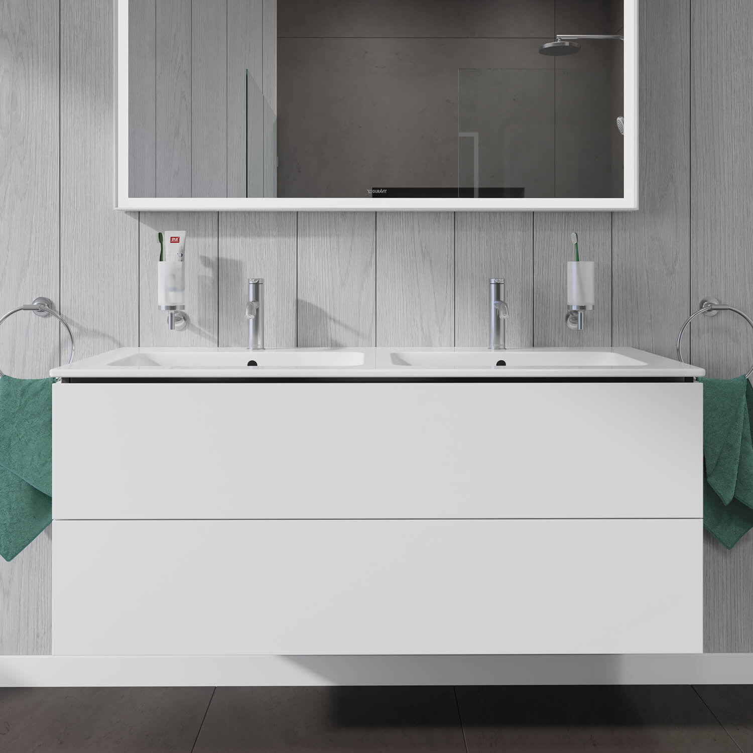 L-Cube washbasin ideal for large family bathroom
