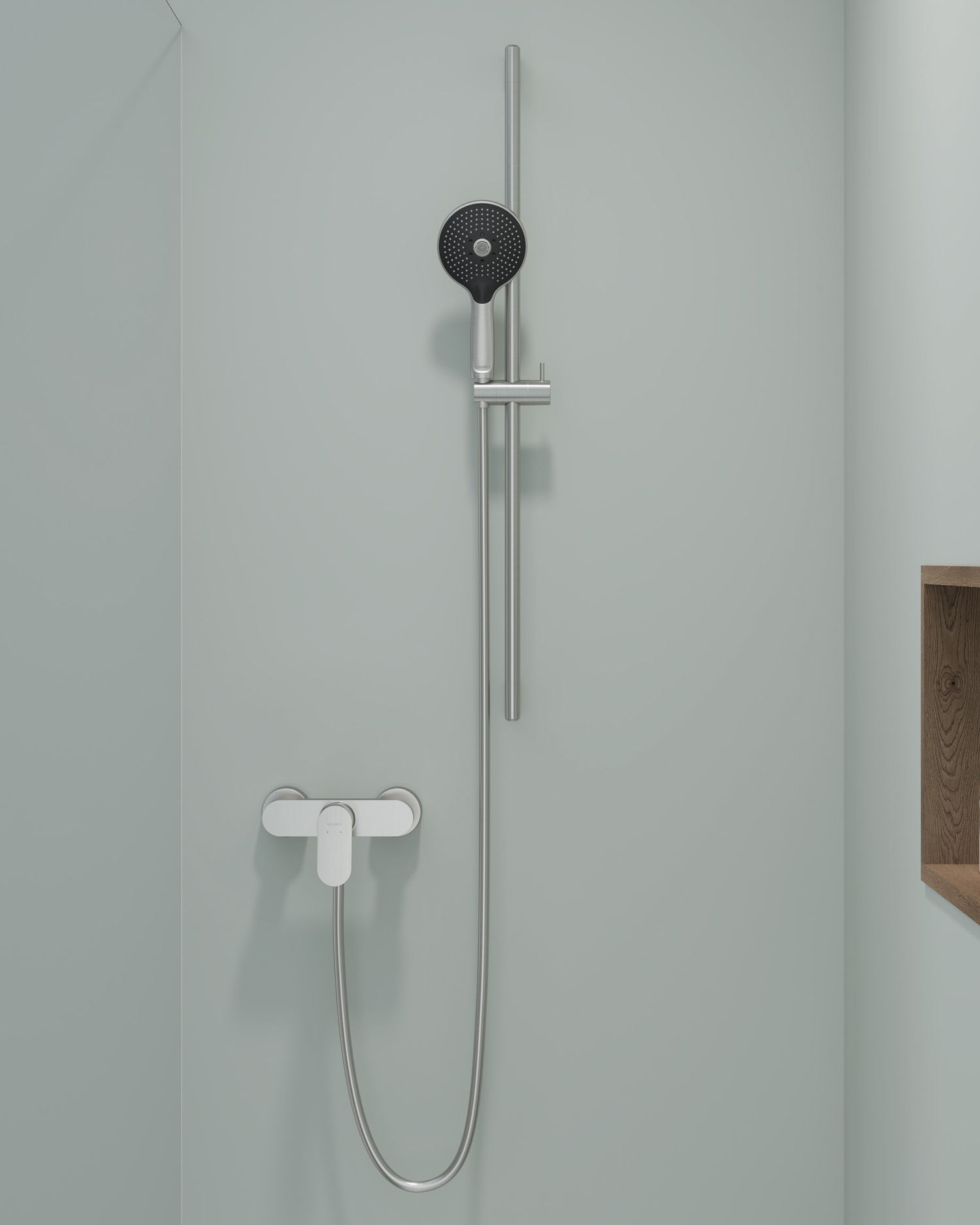 Shower with Wave Single lever shower mixer for exposed installation

