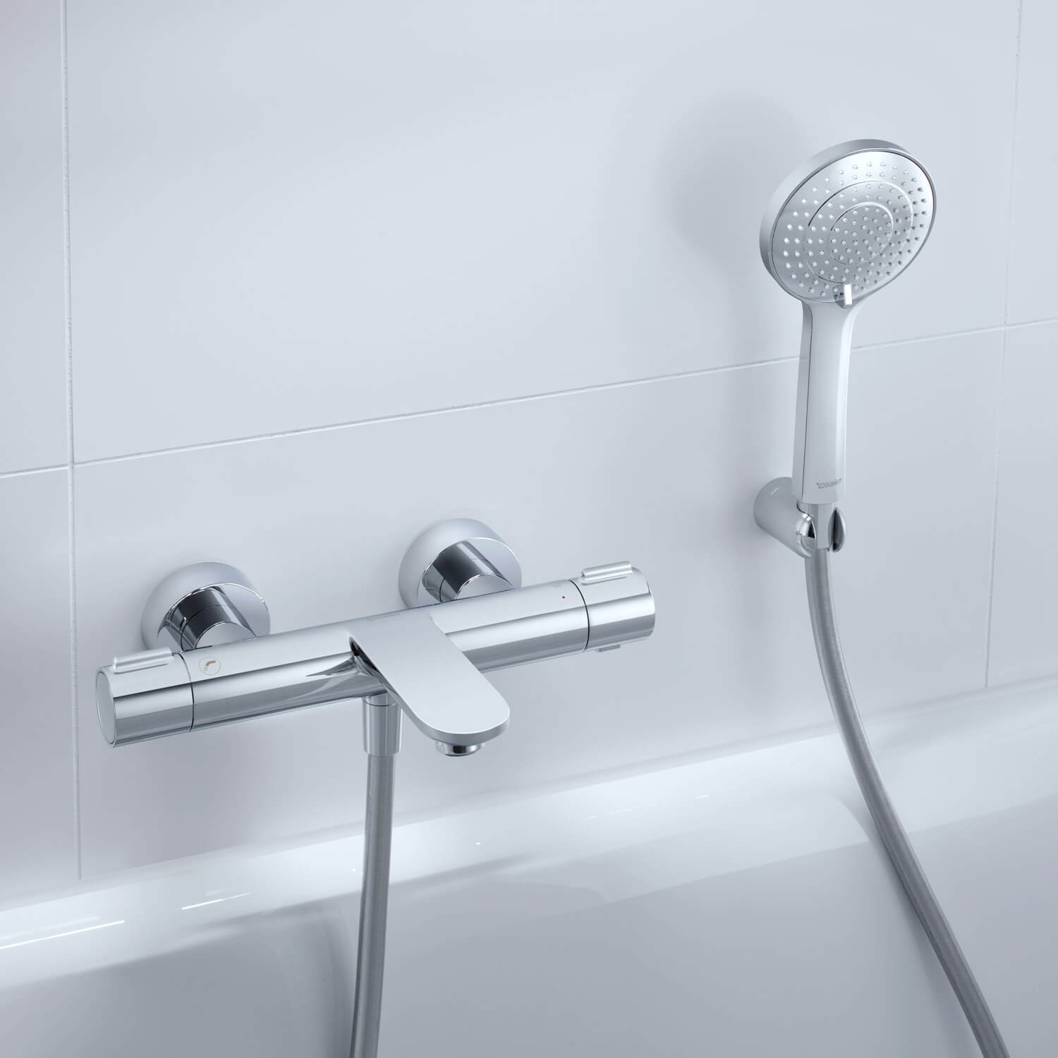Wave Thermostatic bath mixer for exposed installation
