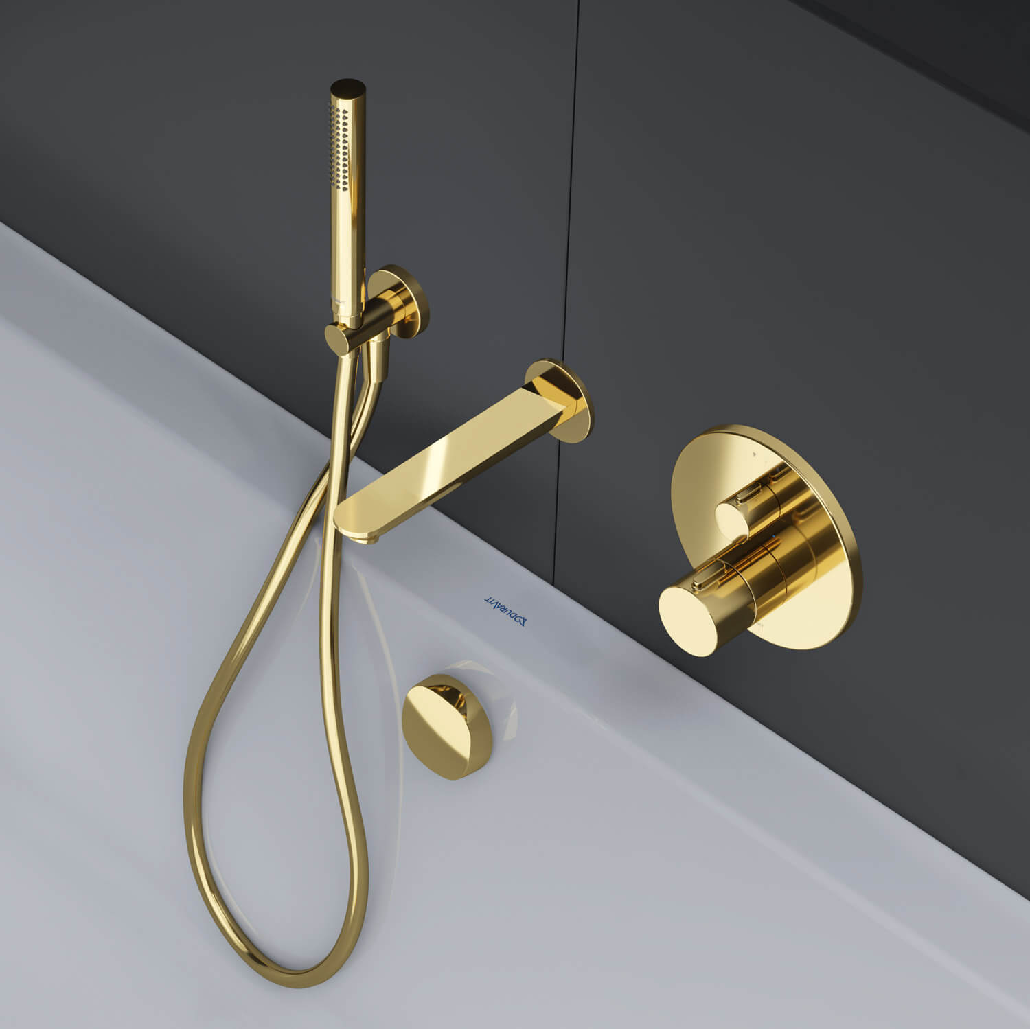 Wave Bath spout in polished gold
