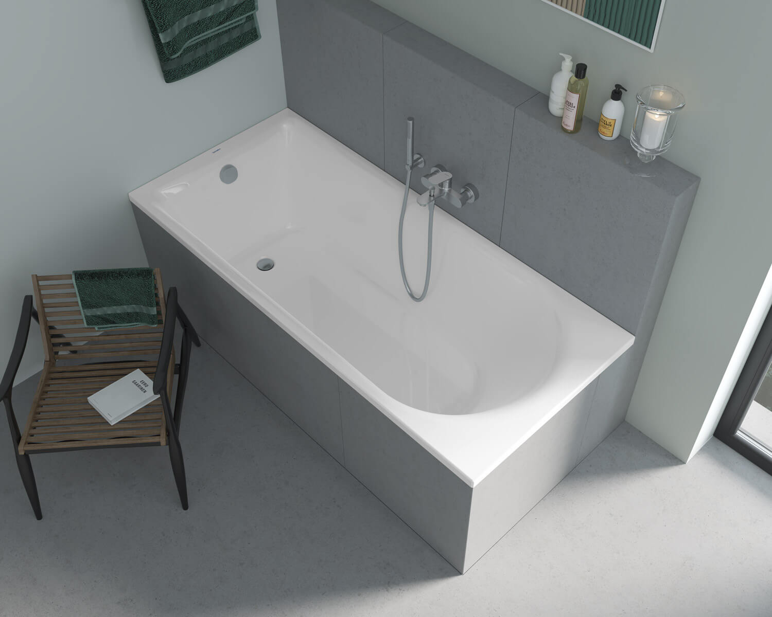 Gray bathtub with Wave faucet

