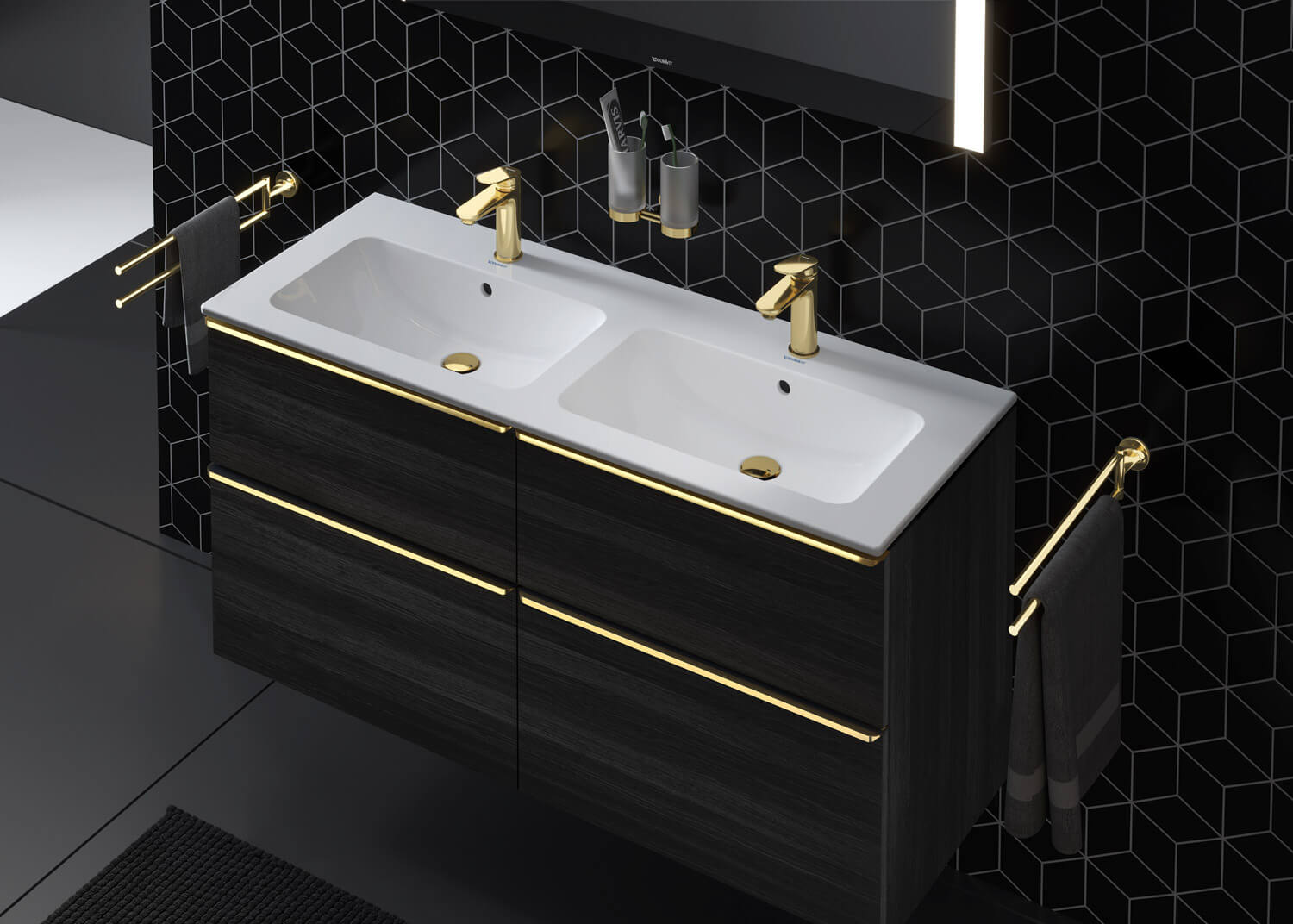 Washing place in classy style with Wave sink faucet
