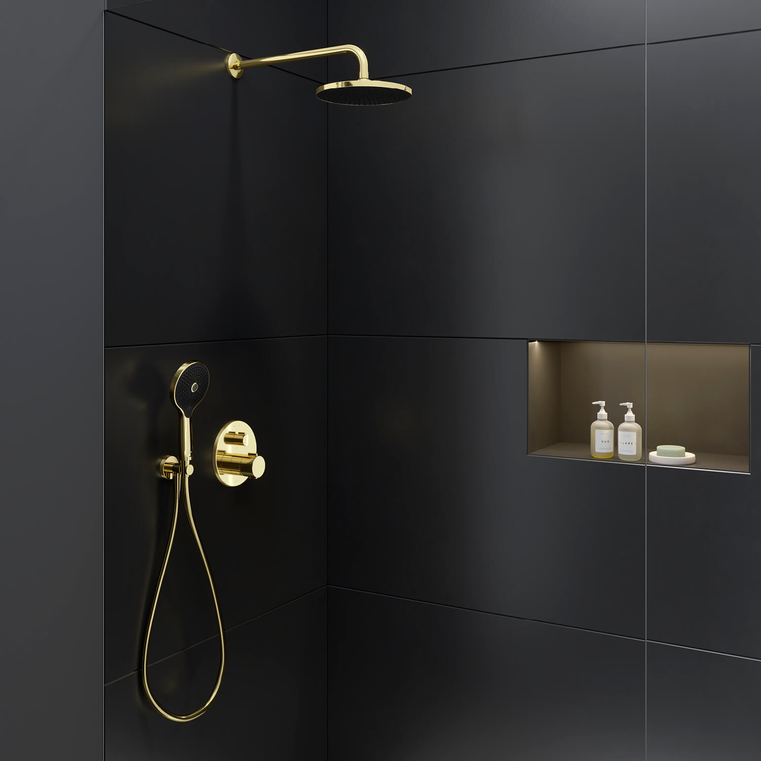 Hand-shower in polished gold
