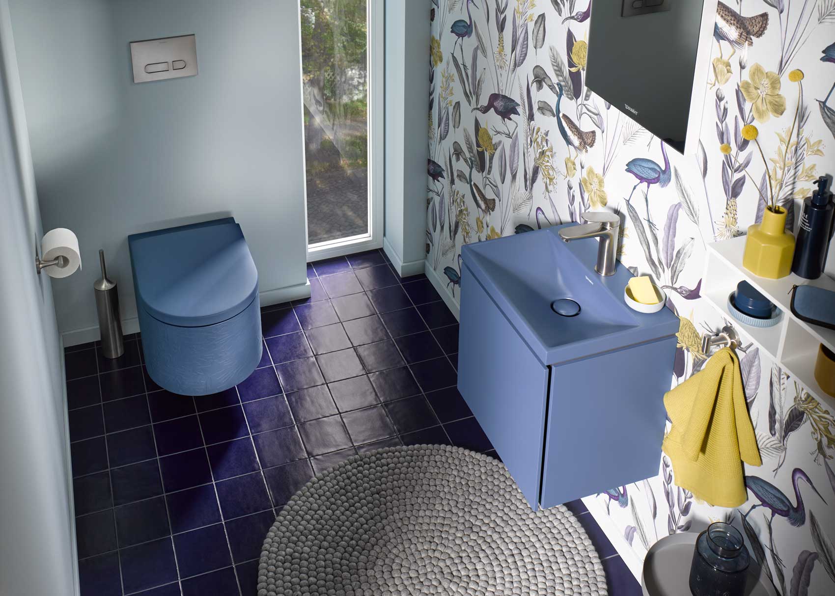 Duravit complete bathroom in Parlour Blue Matt
